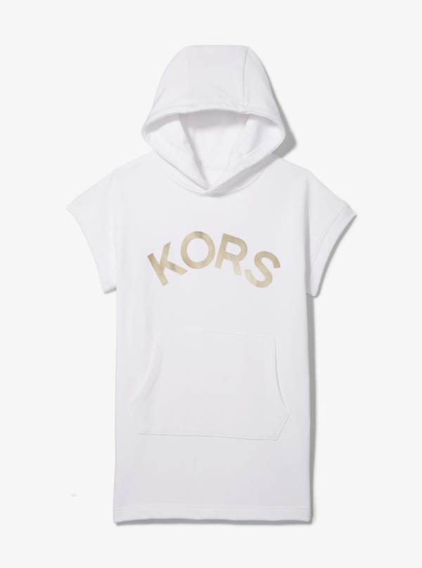 Detske Saty Michael Kors Girls Logo Cotton Hoodie Biele - Oblecenie Michael Kors Sleva | LUDVE-8025